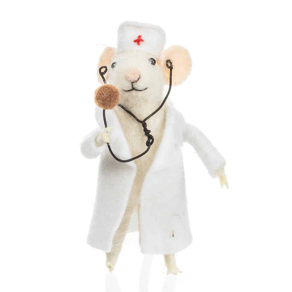 Felt Mouse -Dr Mouse In Lab Coat