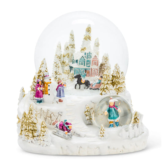 Large Village Musical Double Snow Globe