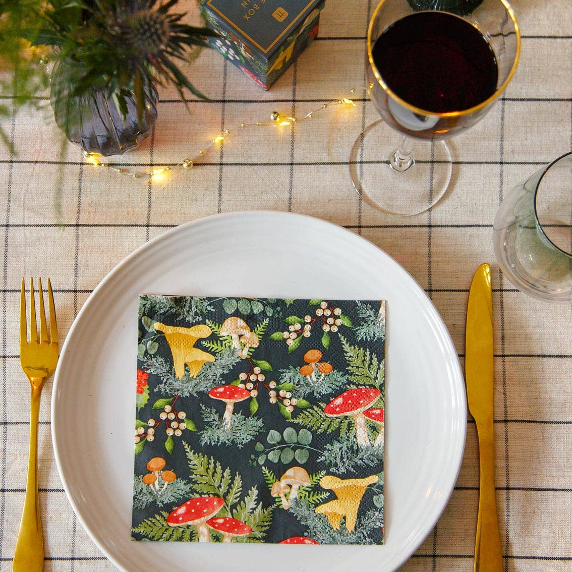 Mushroom Christmas Napkin | 20 Pack | Xmas Napkins |