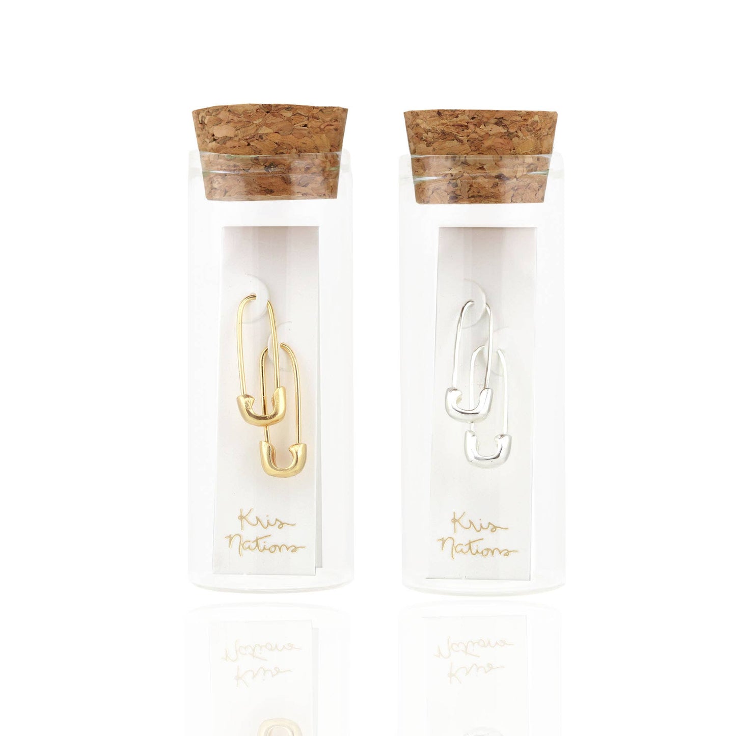 Safety Pin Hoop Earrings 18K Gold Vermeil