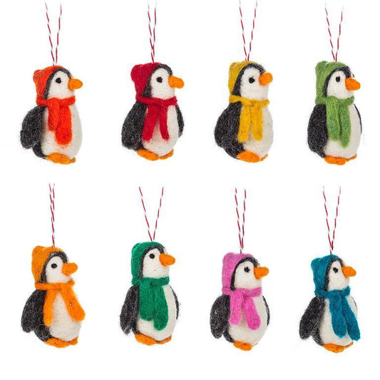 Felt Animal Ornament - Penguin W Hat Ornament 3"H