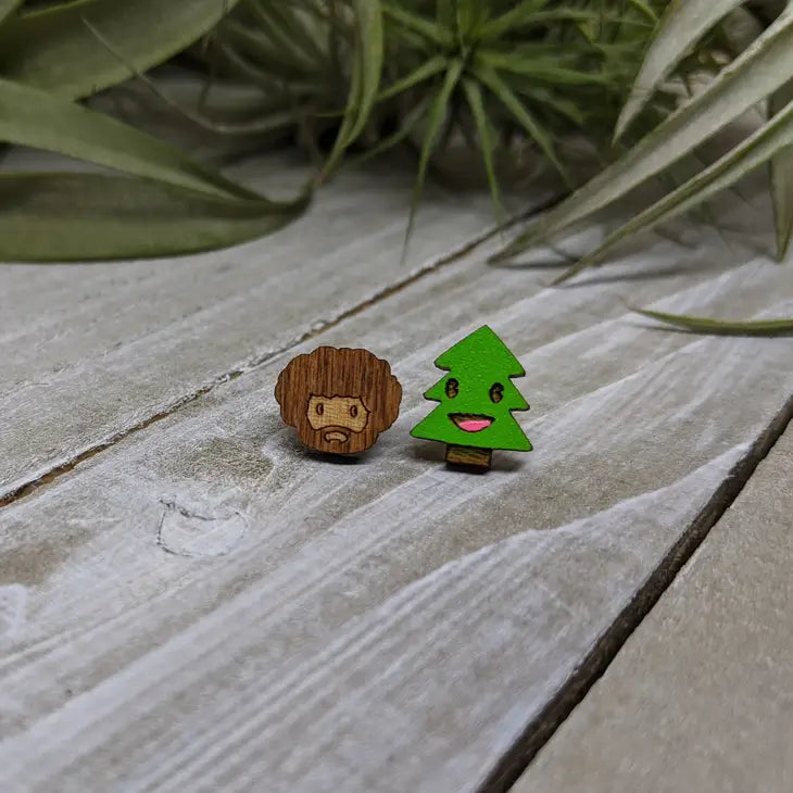 Painter And Friend Bob Ross Earrings