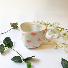 Load image into Gallery viewer, Heart shaped handmade ceramic mug, Cute Valentine Day gift
