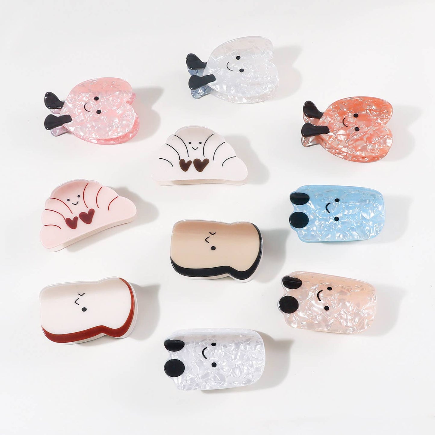 Cartoon Fun Emoji Design Bread & Heart Hair Clip