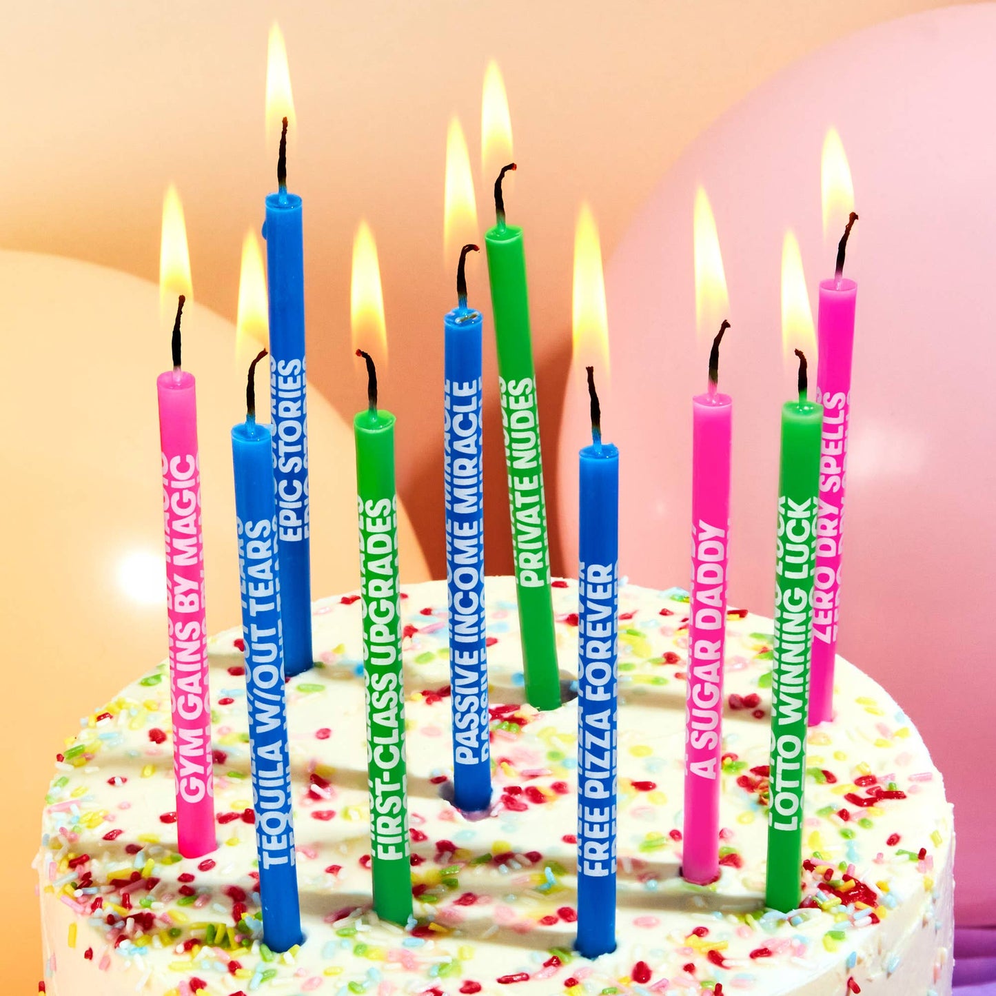 Wishing You: Cheeky Edition - Long Birthday Candles, 10 Pack