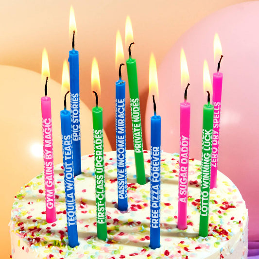 Wishing You: Cheeky Edition - Long Birthday Candles, 10 Pack