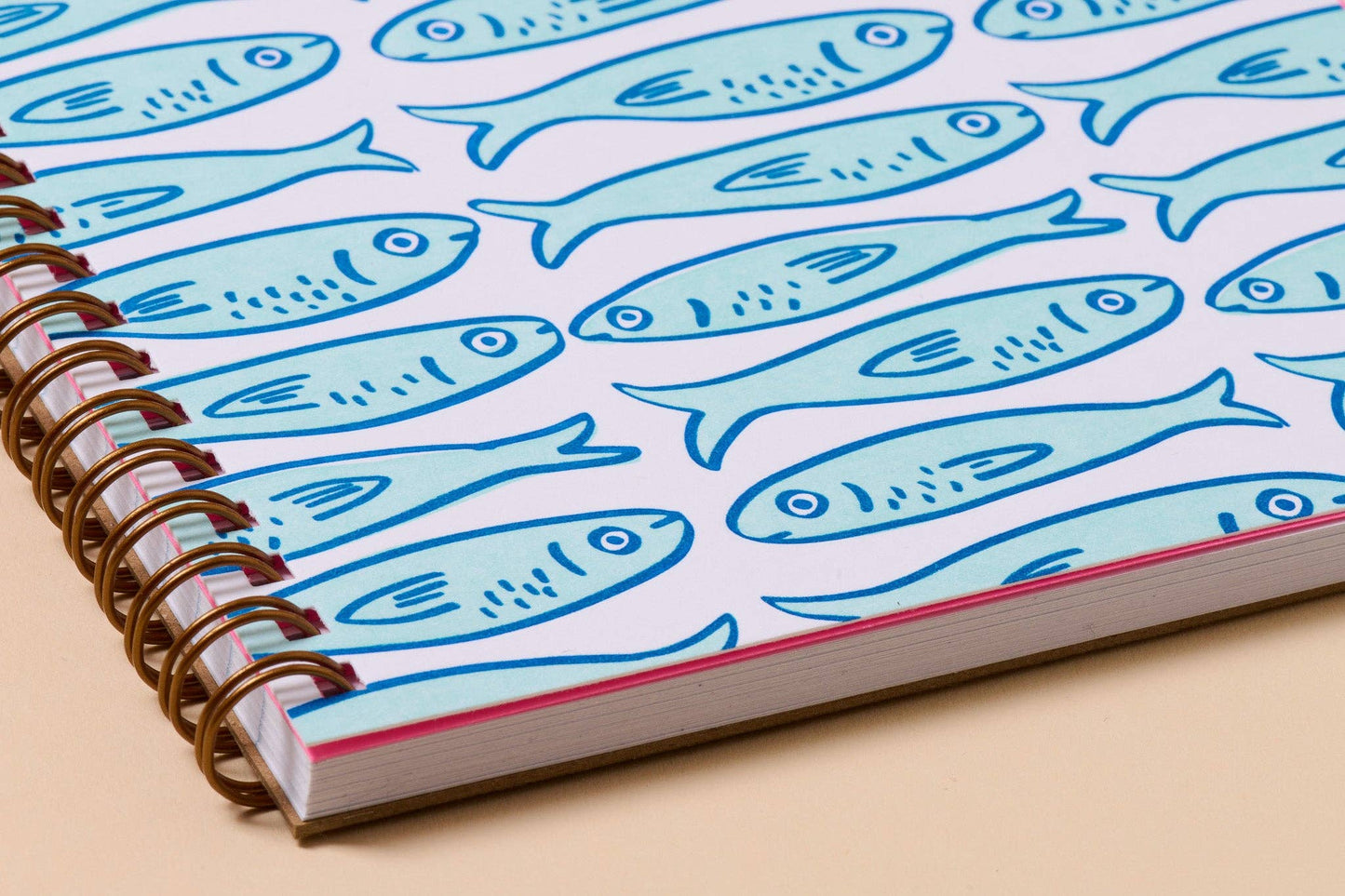 Sardines A5 Lettepress Spiral Notebook - Valentines Day Gift Mothers Day