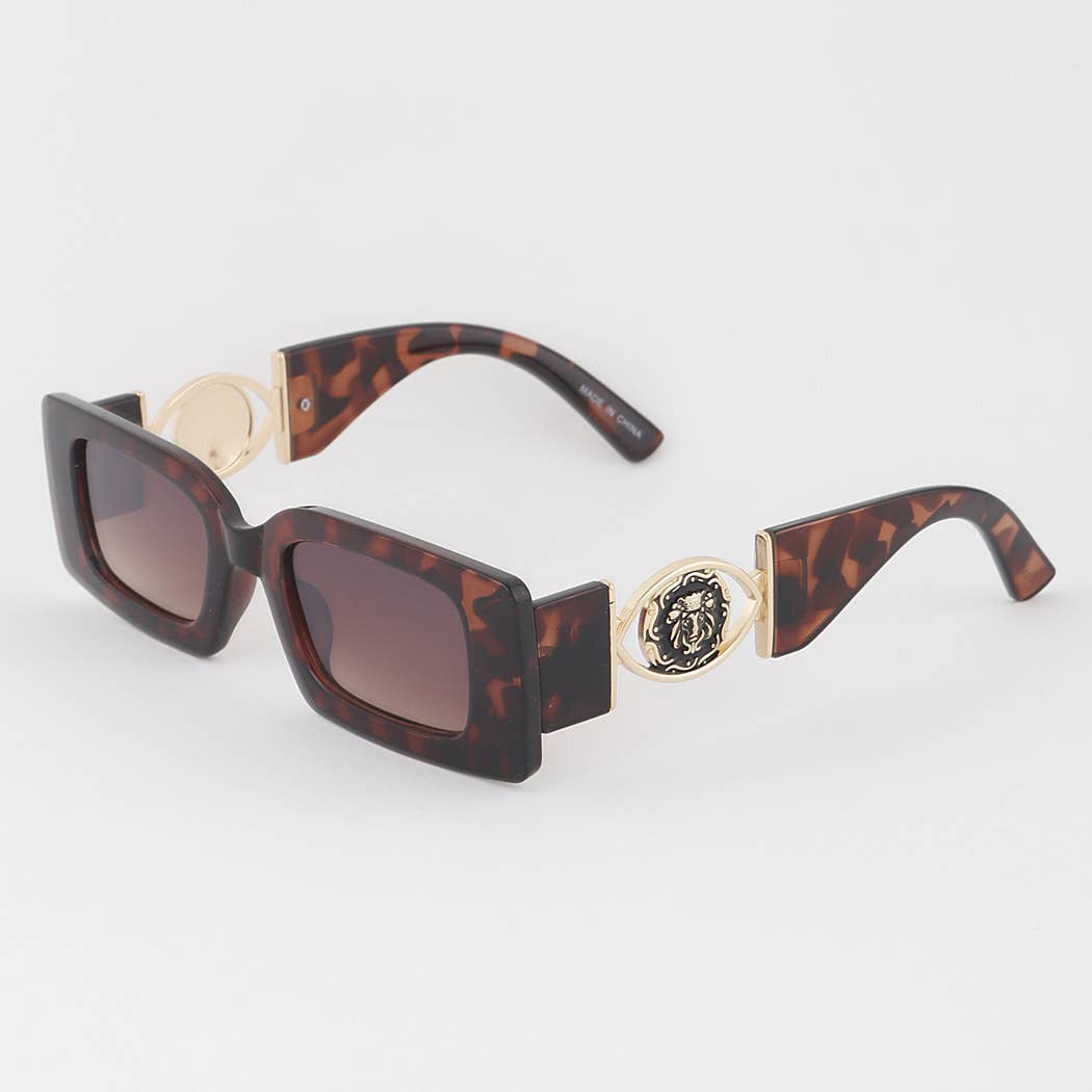 Lion Emblem Bulky Square Sunglasses