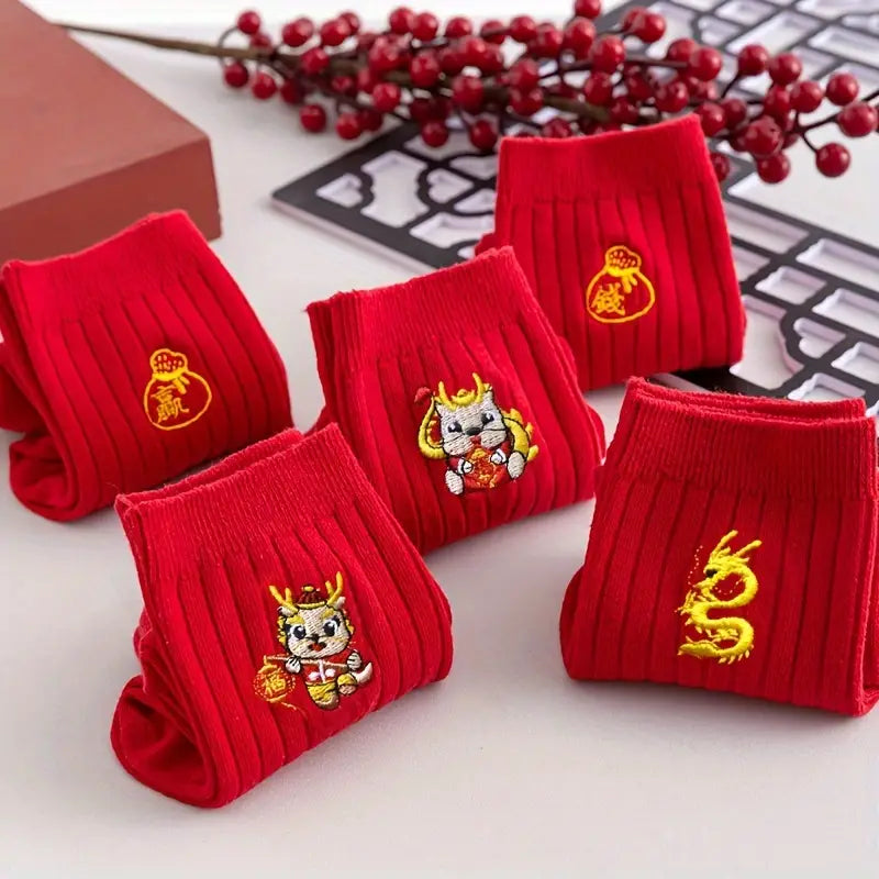 Lunar New Year Red Socks