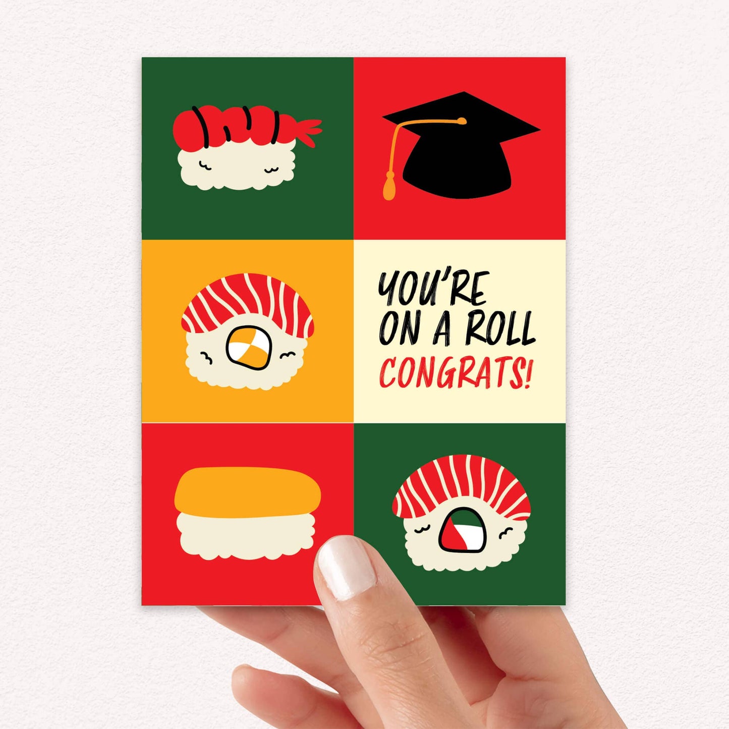 Sushi Graduation Card | Bold Japanese Food Roll Pun Congrats