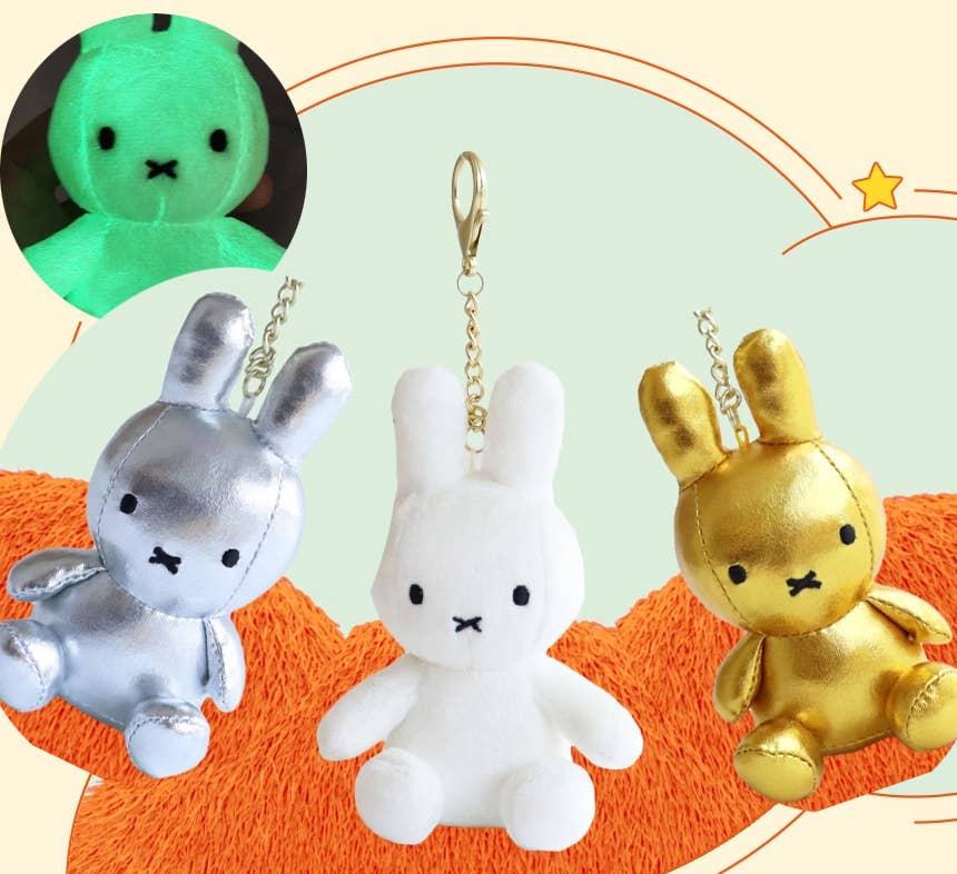 Miffy Keyring Plush Dolls Glow-in-the-Dark, Silver, Gold