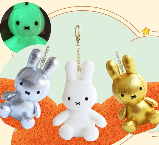 Miffy Keyring Plush Dolls Glow-in-the-Dark, Silver, Gold
