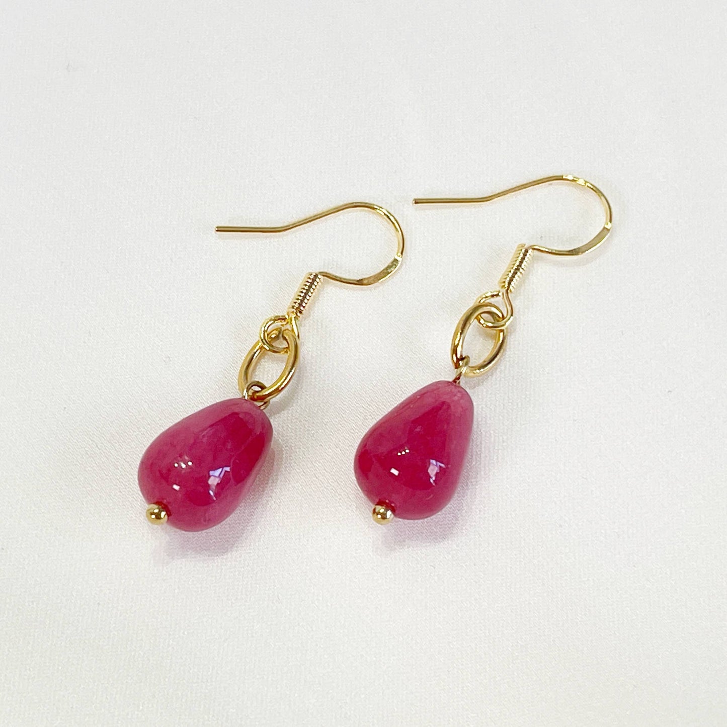 Ruby gem earrings, pink gem earrings, ruby stone earrings