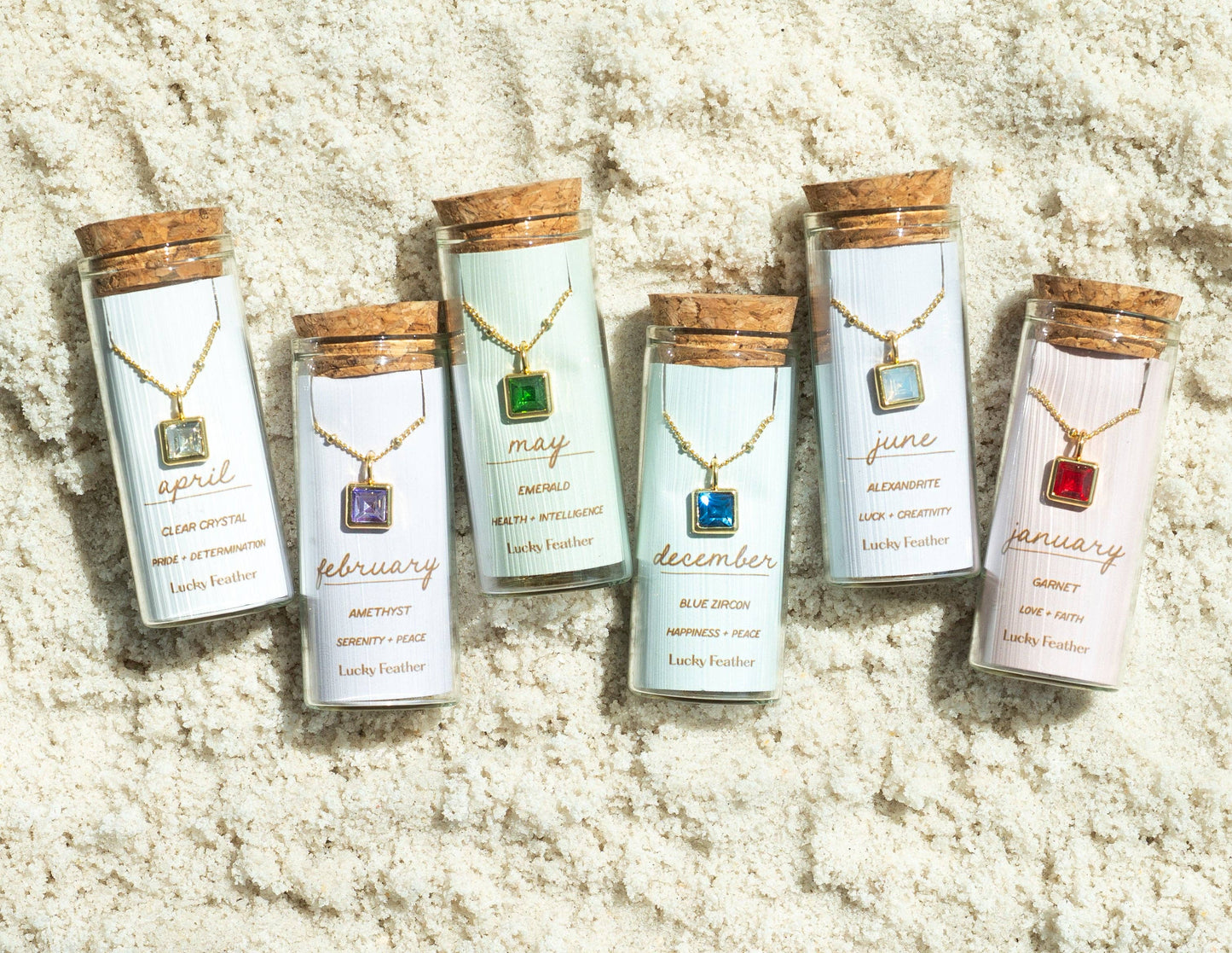 Birthstone Bottle with Square Pendant