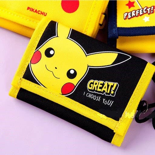 Pokemon Pikachu Velcro Neck Wallet   Tri-Fold ID Wallet