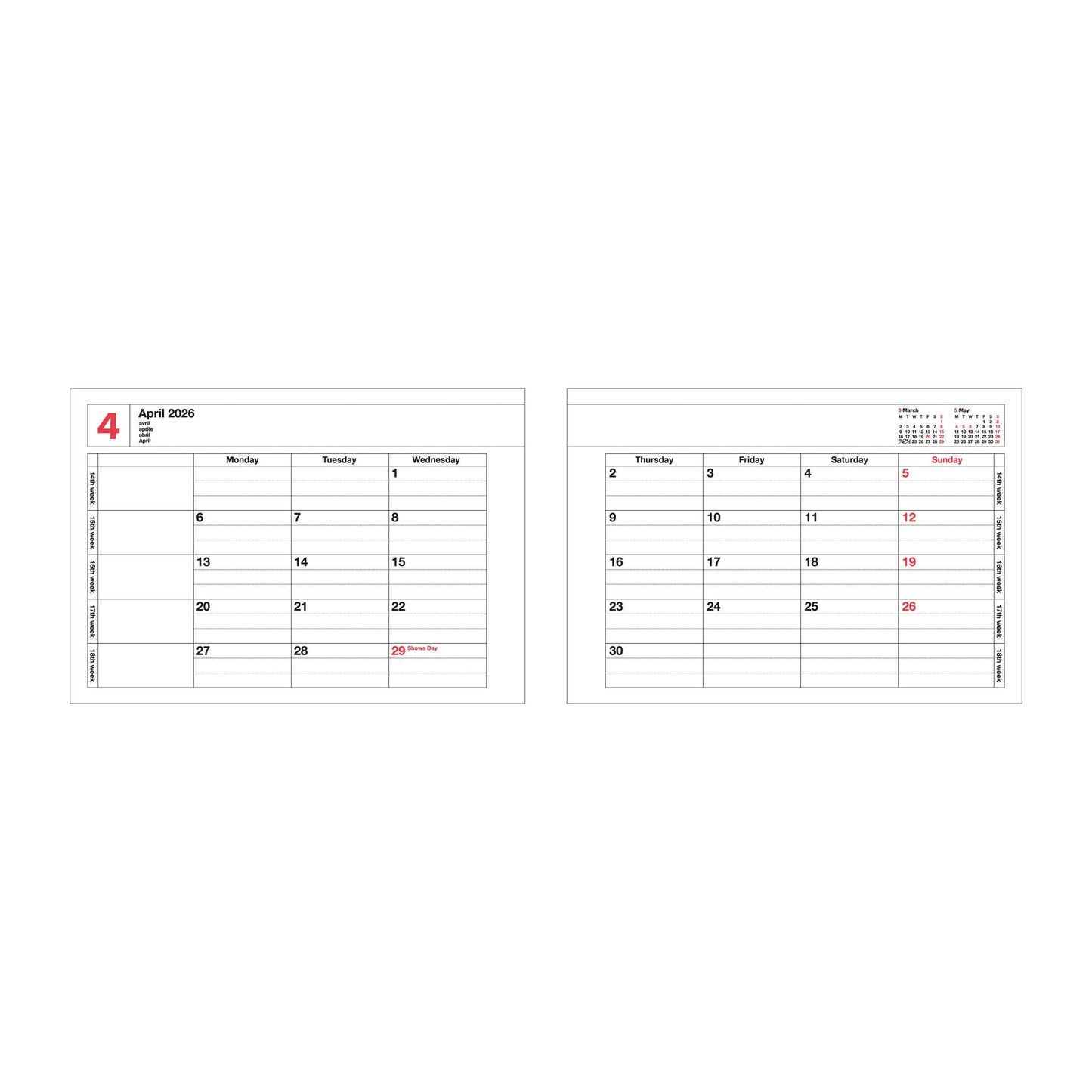 Notebook Calendar 2026,B7,XS