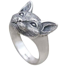 Load image into Gallery viewer, Sterling Silver Detailed Cat Face Ring
