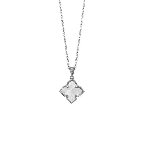 Flower Mother of Pearl Necklace silver white - Front & Company: Gift Store