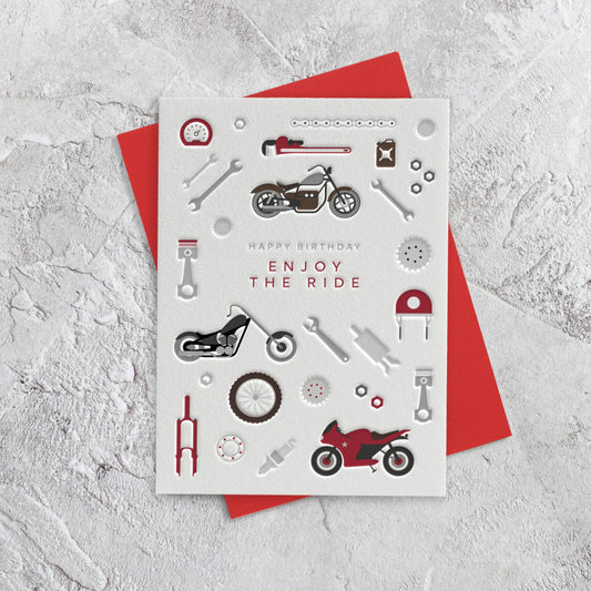 Motorbike (Birthday) Letterpress Card