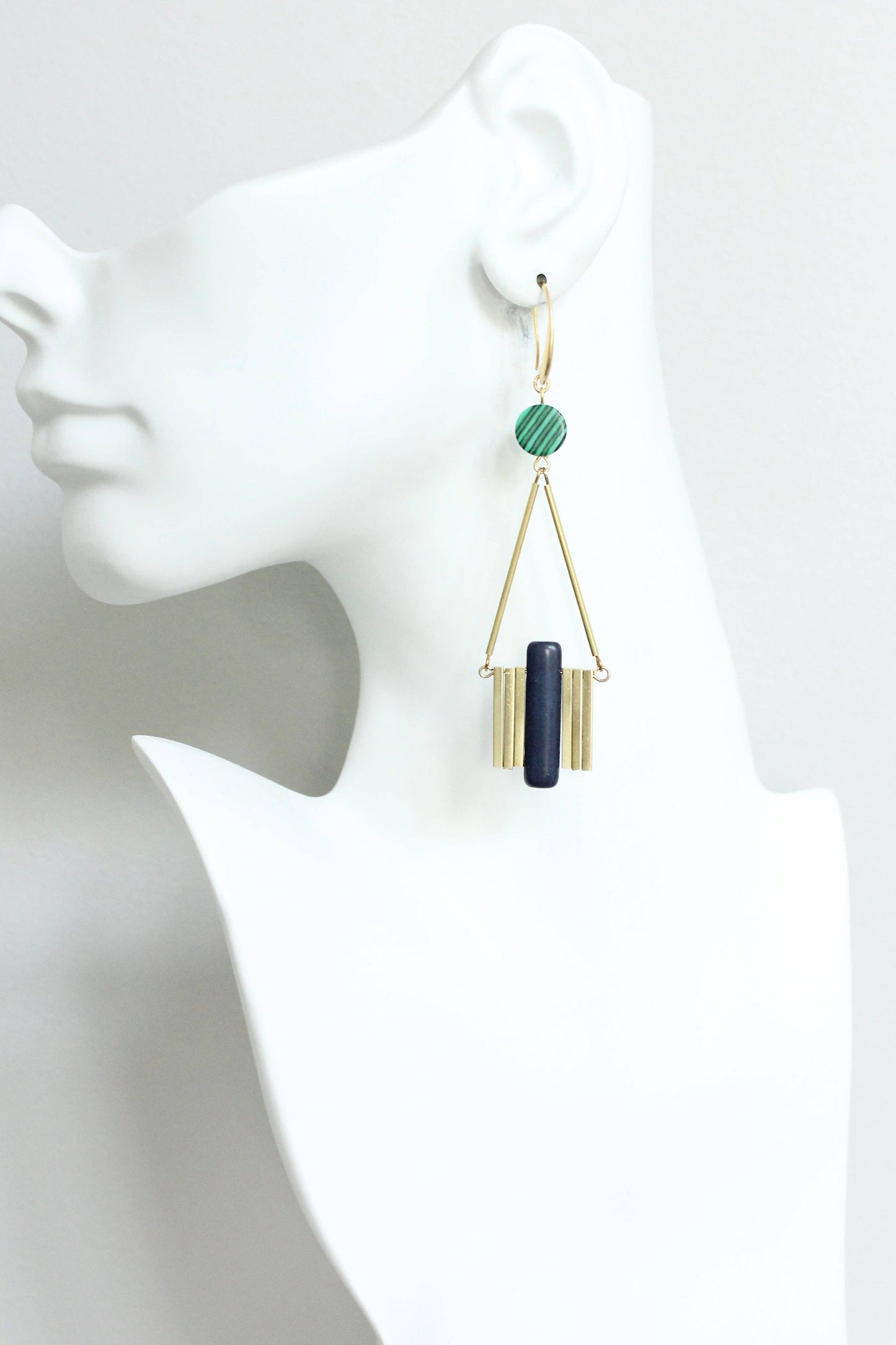 JLTE69 green and blue Artdeco earrings