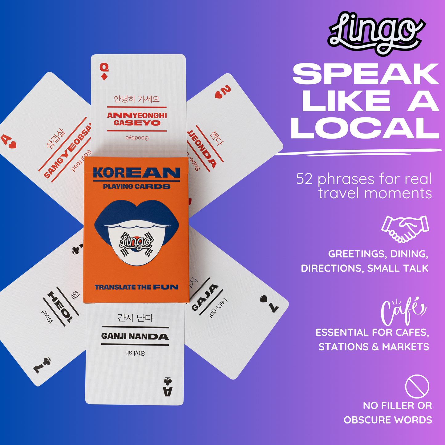 Korean Travel Playing Cards in Tin Travel Case