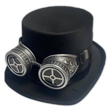 Load image into Gallery viewer, Steampunk Hat w/ Goggles Dress - Silver Cross Goggles
