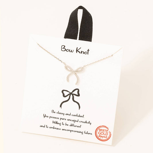 Gold Dipped Bow Knot Charm Necklace