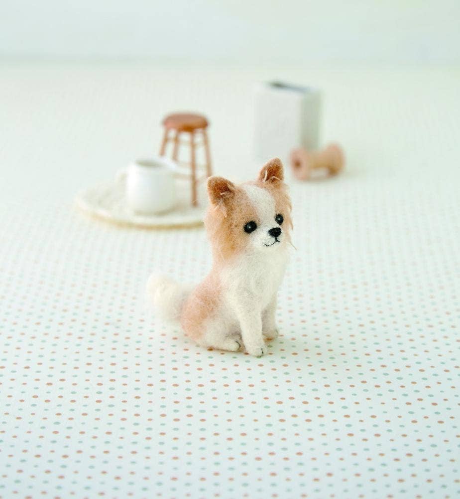 Needle Felting Kit: Long-Haired Chihuahua Japanese DIY Craft