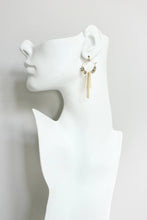 Load image into Gallery viewer, JLTE28 jasper and brass geometric hoop earrings
