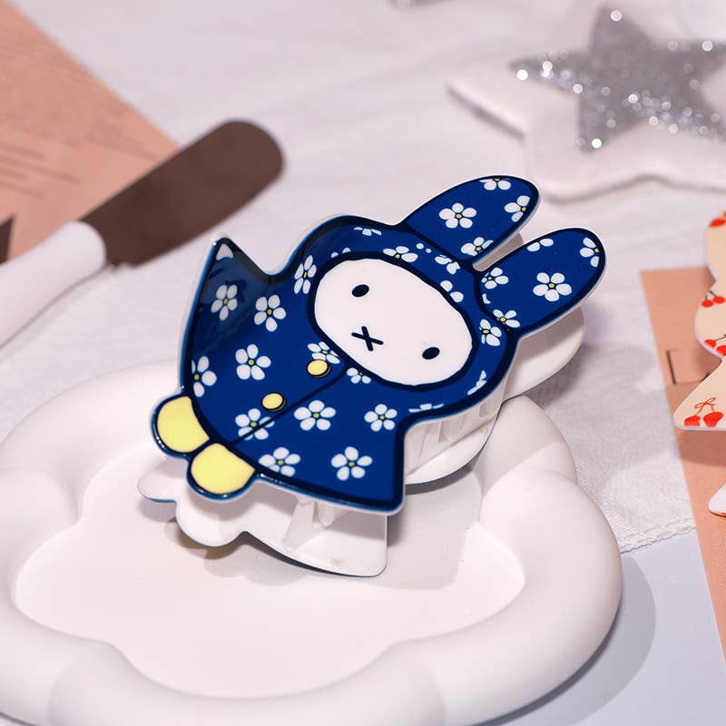 Cartoon Cherry & Floral Raincoat Print Bunny Hair Claw Clip