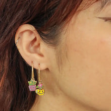 Load image into Gallery viewer, Plant Babe Earrings - 18k Gold Gilt Enamel Earrings
