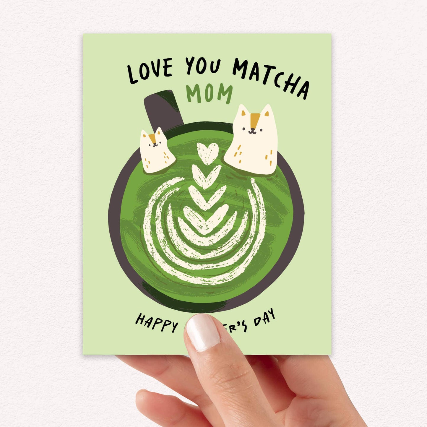 Matcha Mother's Day Card | Love You Japanese Green Tea Cat
