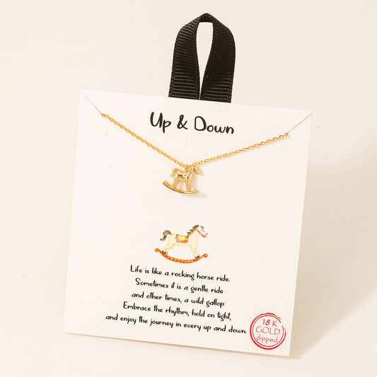 Gold Dipped Rocking Horse Pendant Necklace