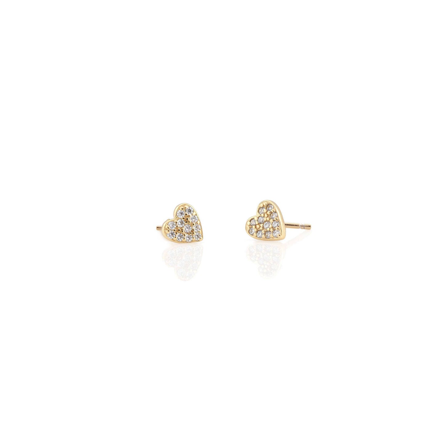 Heart Crystal Stud Earrings 18K Gold Vermeil