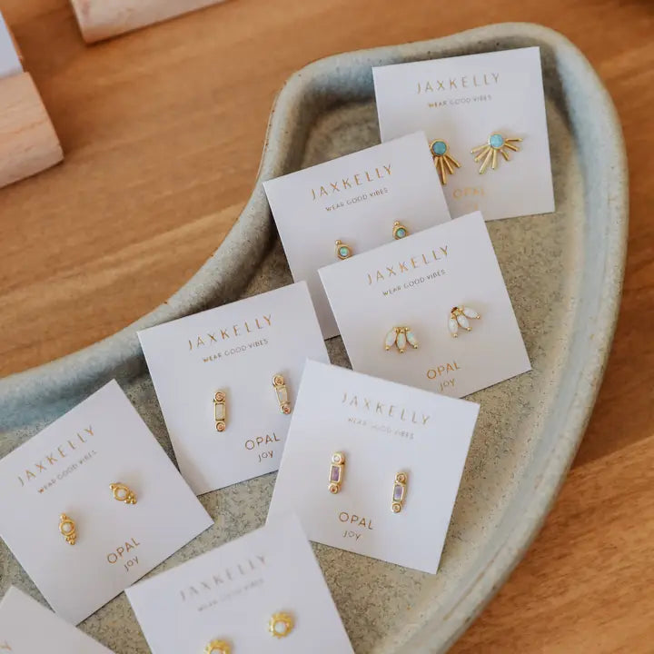Opal Crown Stud - White - Earring