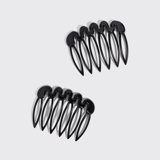 Recycled Plastic French Hair Combs 2pc Set - Black