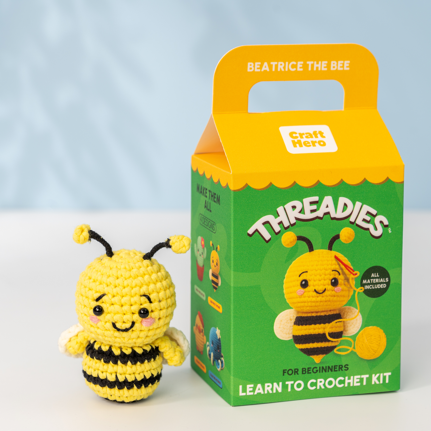 Craft Hero Threadies - Crochet Learning Kit - Beatrice the Bee