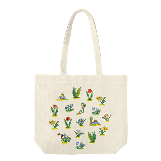 3P4 x Richard Scarry - Lowly Worm Floral Embroidered Tote