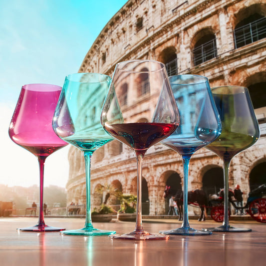 Colors of Rome, Italy City Wine Glassware | Set of 5, 20 OZ