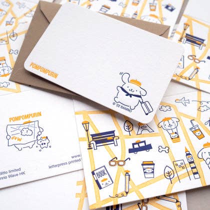 Sanrio letterpress mini card - PomPomPurin (set of 2)