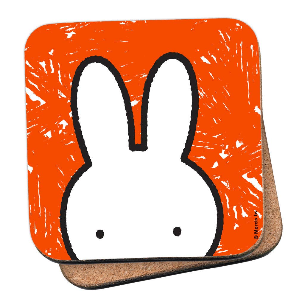 Miffy Eyes Orange Background Cork Coaster