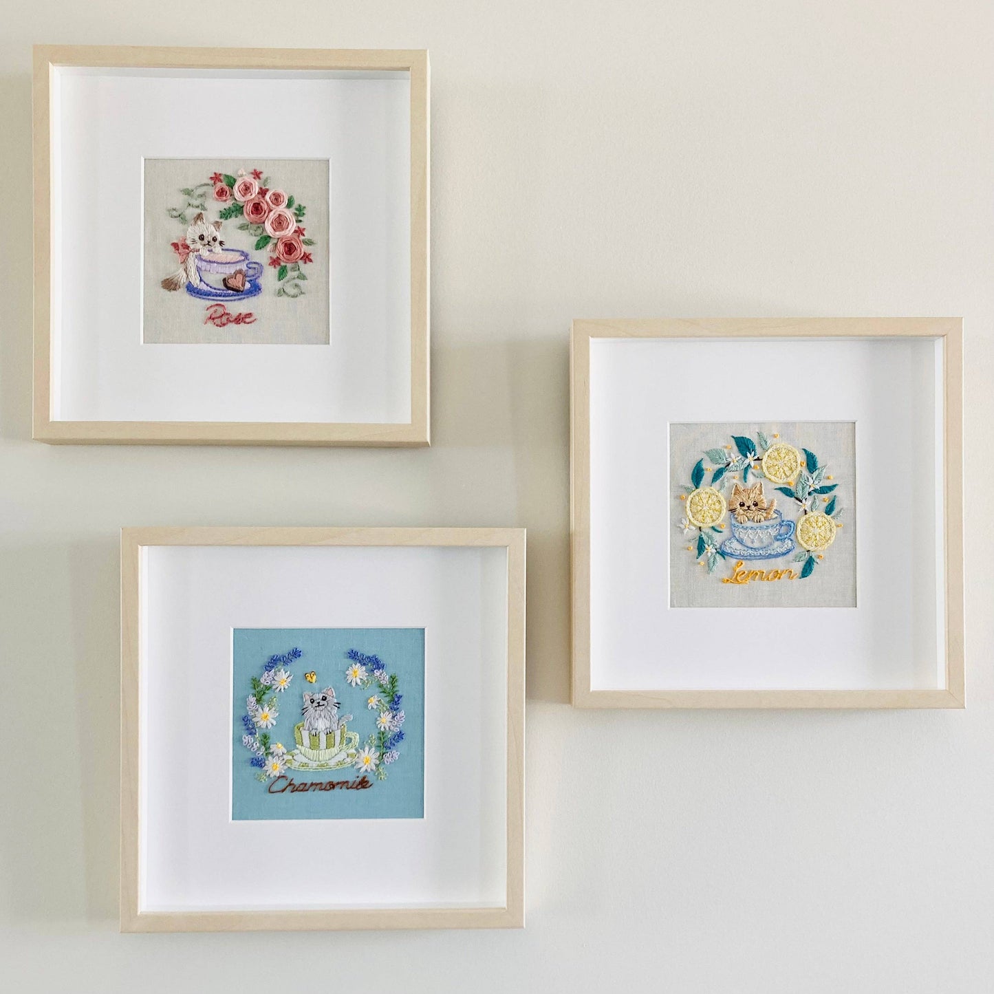 DIY Embroidery Kit Chamomile Tea / from Cat & Tea Collection