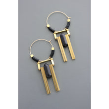 Load image into Gallery viewer, FERE102 Art Deco jet hoop earrings
