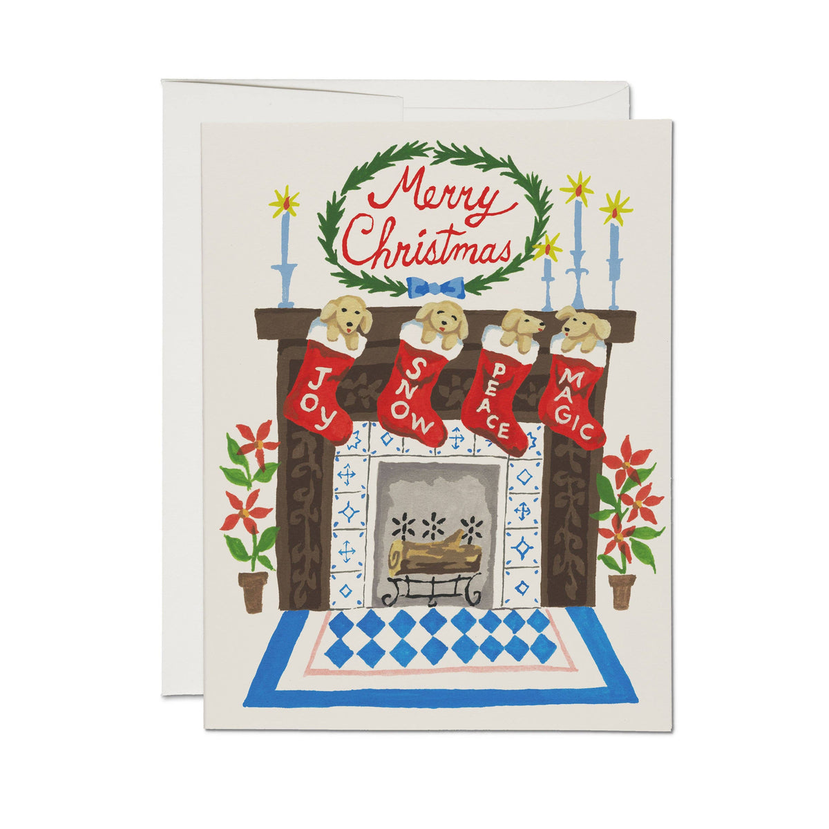 Fireplace Puppies greeting card
