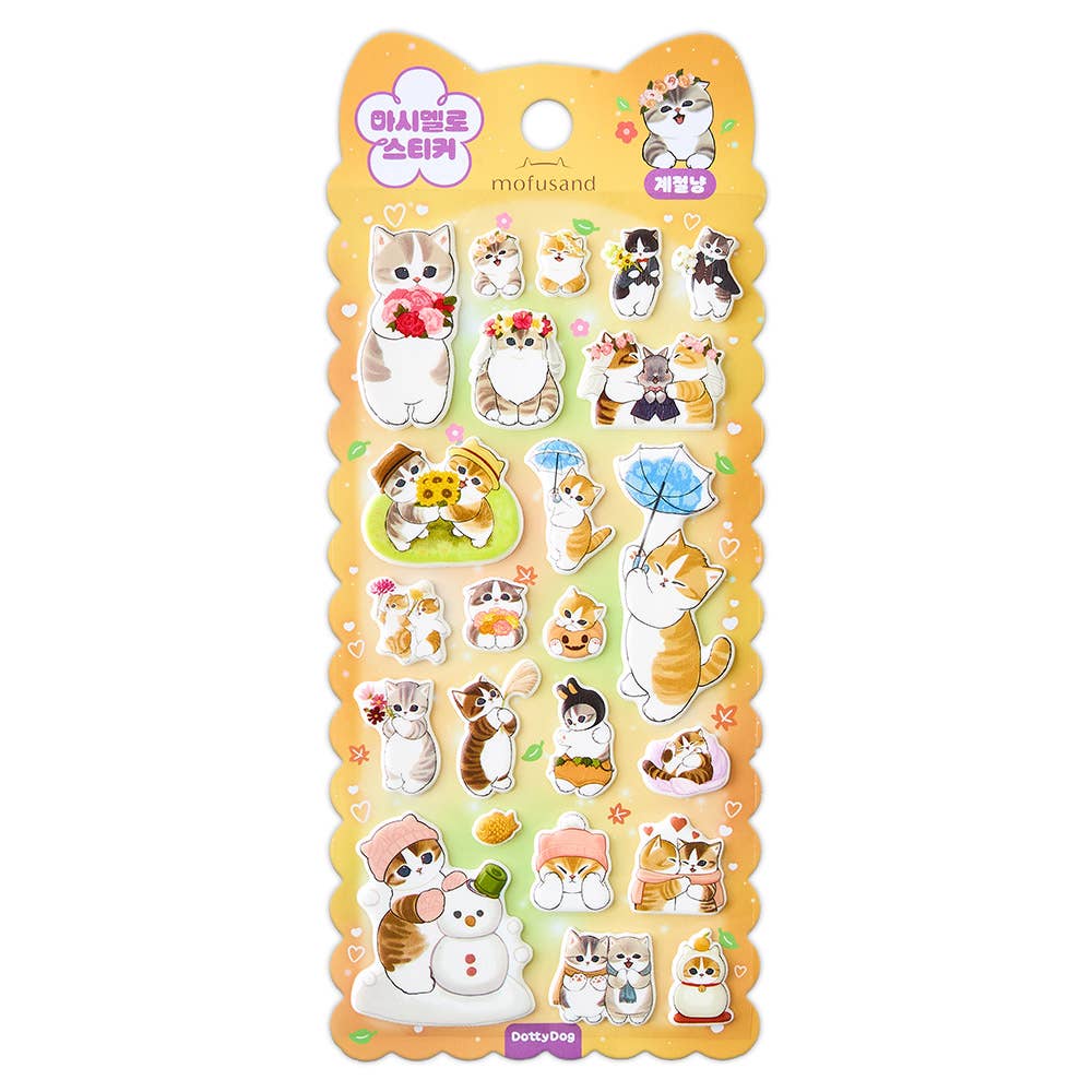 Mofusand Marshmallow Puffy Stickers – Soft 3D Cat Collection