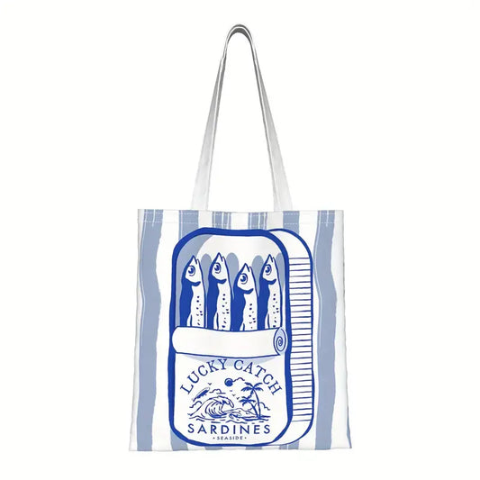 Sardine Tote Bag white and Blue