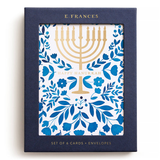 Floral Menorah Boxed Card Set, Set of 6