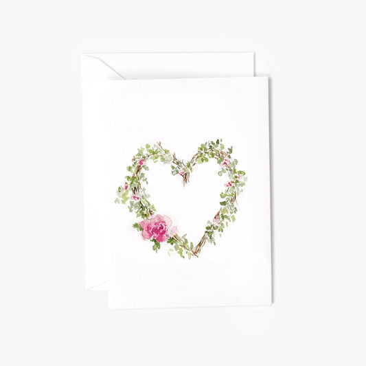 Heart wreath mini notecard