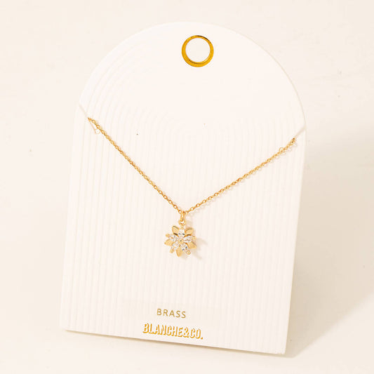 Rhinestone Flower Pendant Chain Necklace
