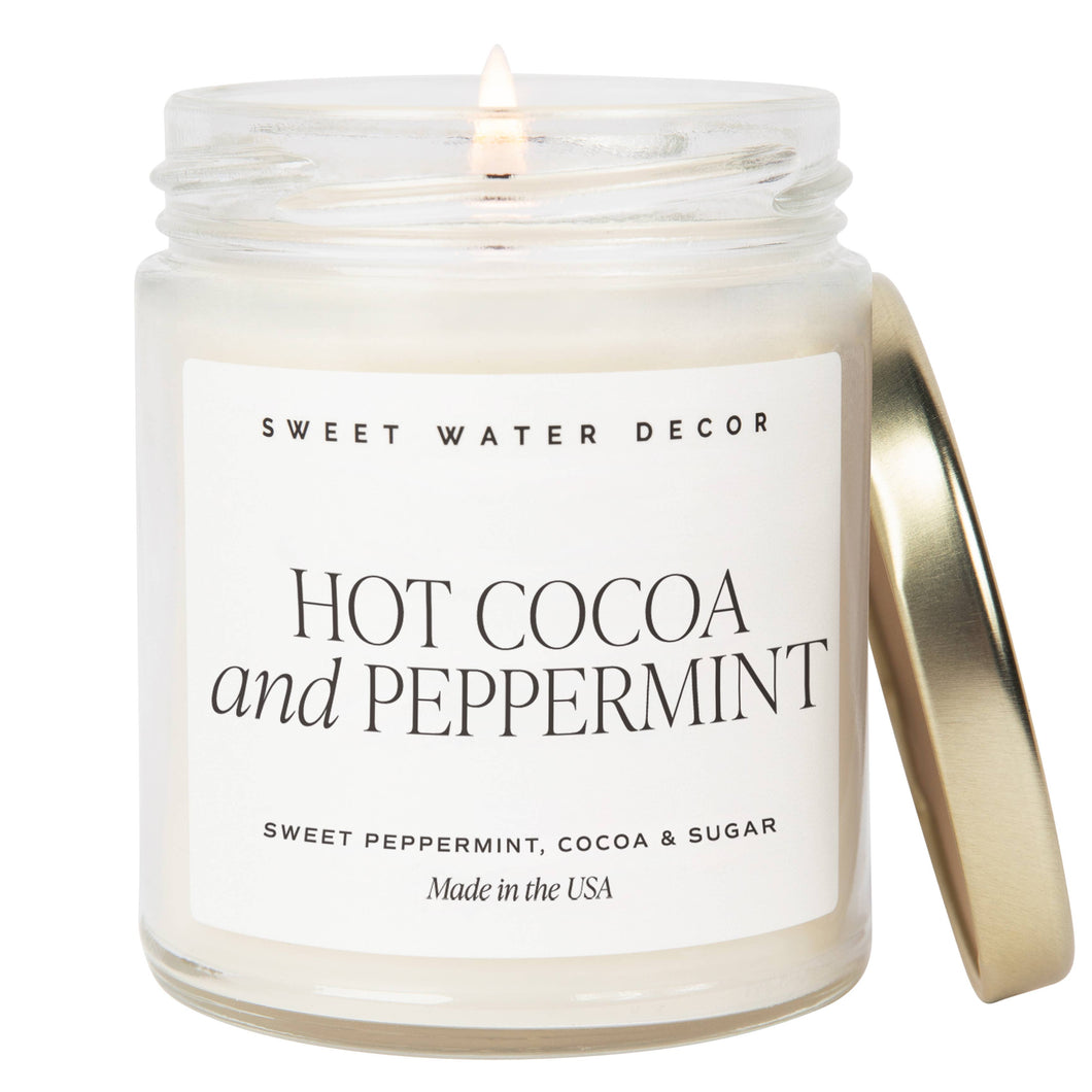 Hot Cocoa and Peppermint 9 oz Soy Candle - Home Decor, Gifts